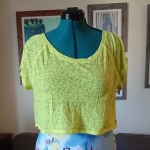 Neon yellow loose burnout crop top